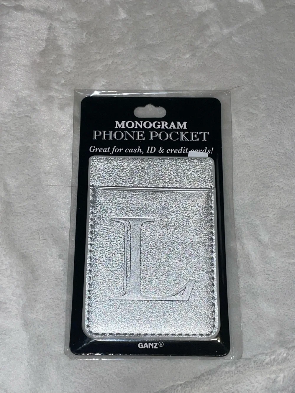 Lot of 10 Monogram Silver Phone Pocket Card Holders - Assorted Letters
